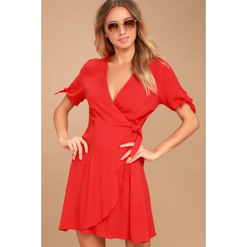NWT: Lulus Red Wrap Dress